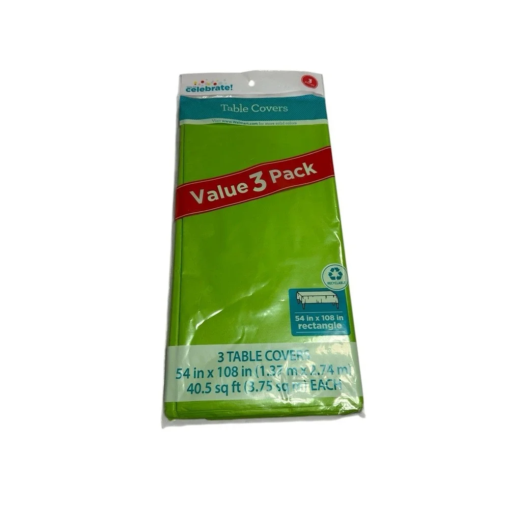celebrate 3 pack bright green plastic table‎ covers 54x108 inches rectangle